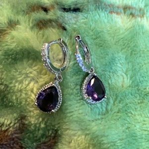 Nice Amethyst White Sapphire pierced Earrings